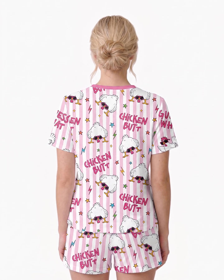 Guess What? Chicken Butt! Bamboo Women Short Sleeve Short Pajama Set