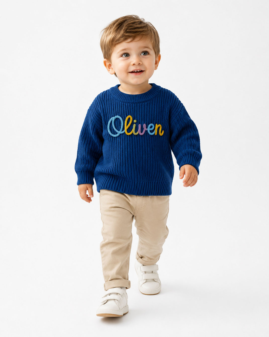 Embroidered Baby Name Bamboo Knit Sweater Bubble