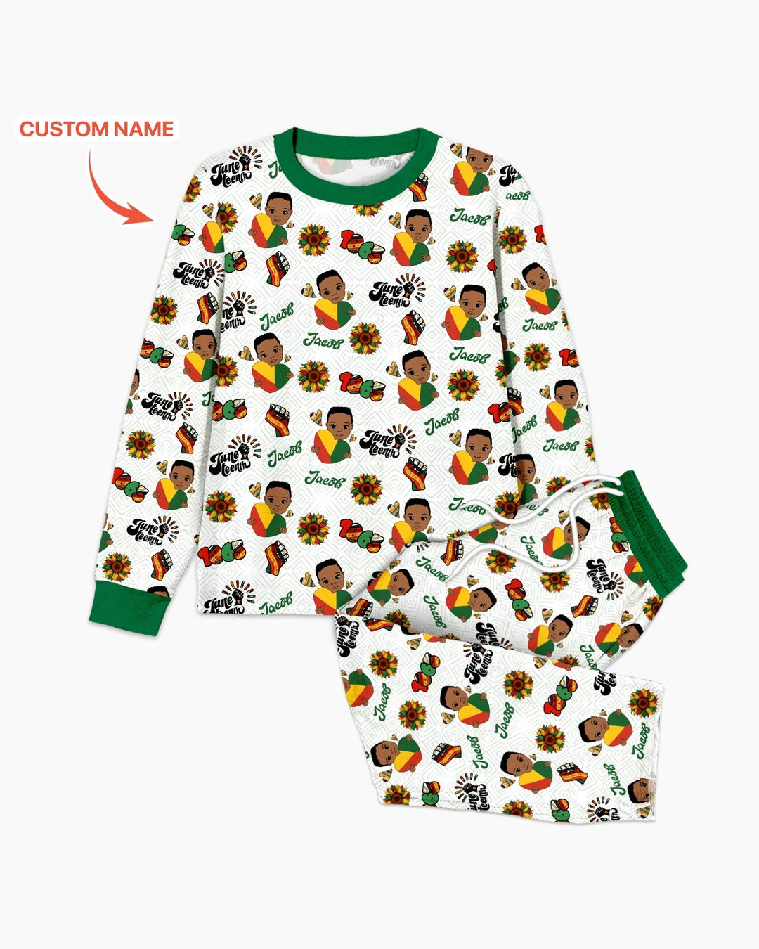 Custom Name Bloom in Freedom Men's Pajama Set