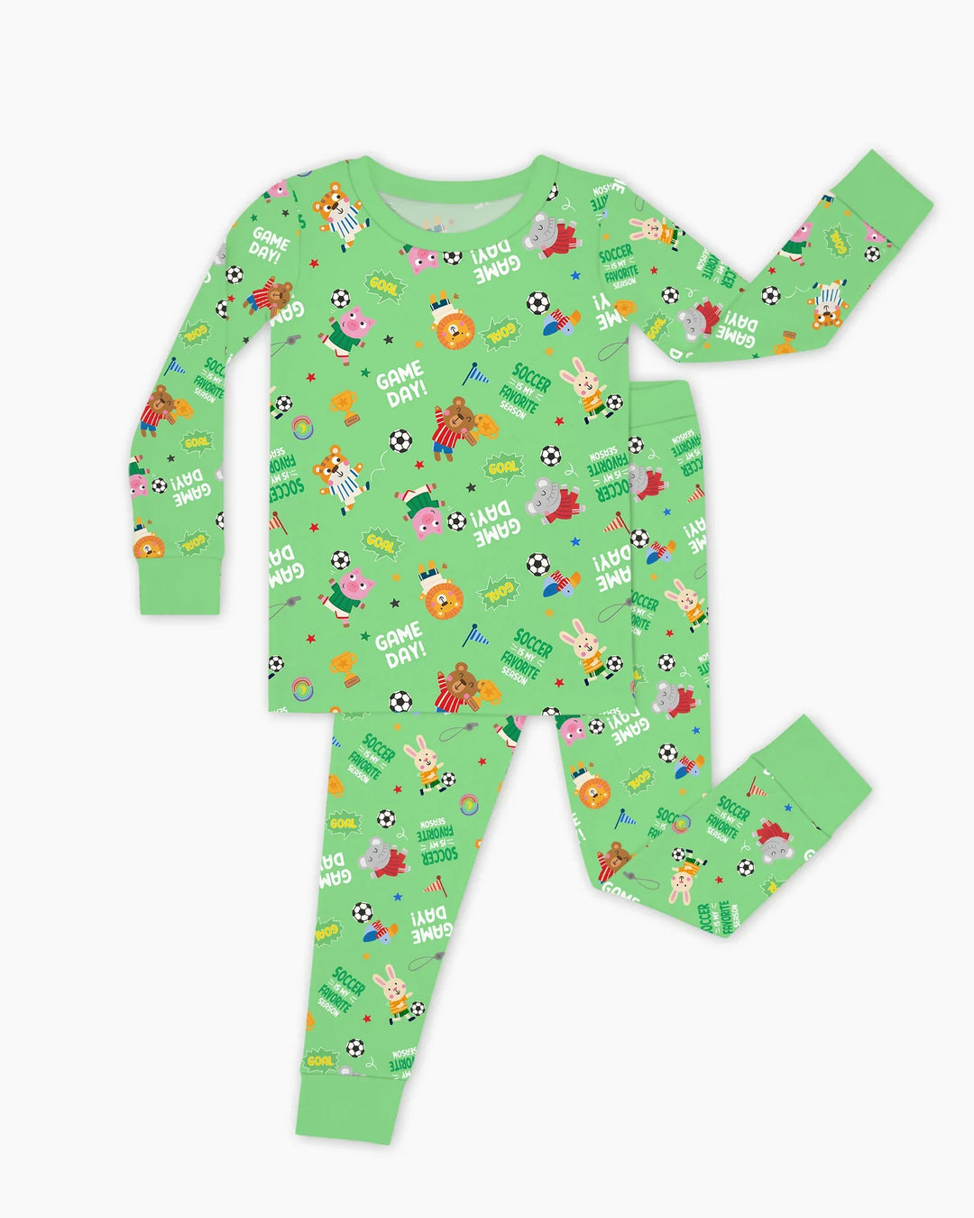 The World Cup Soccer Animals Bamboo Two Piece Long Sleeve Pajama Set