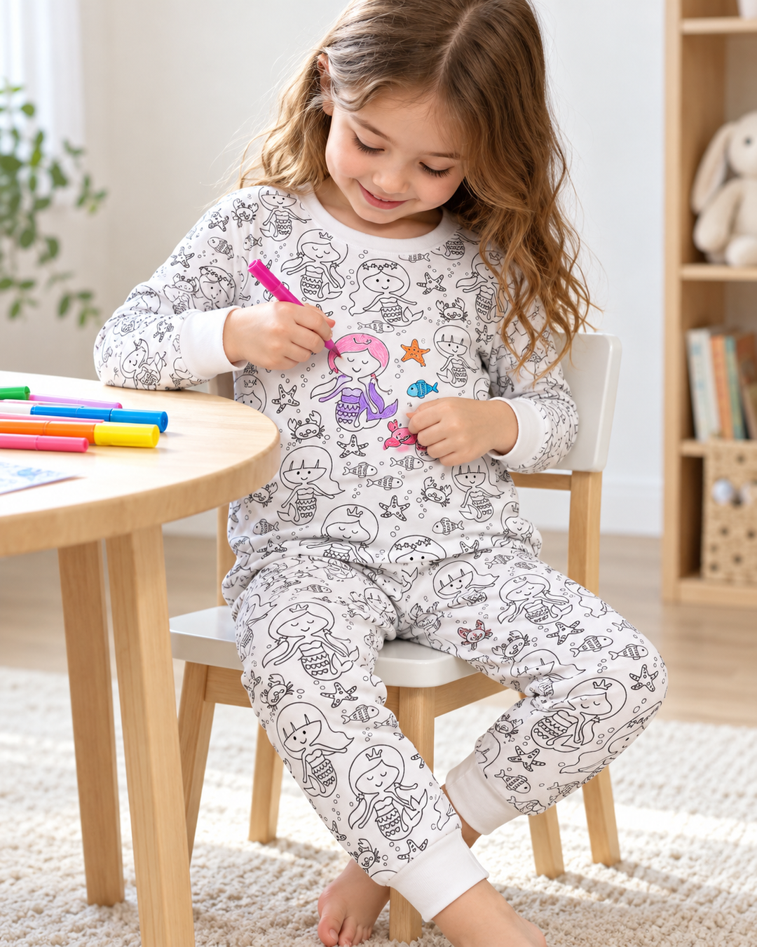 Conjunto de pijama de dos piezas de manga larga de bambú todo colorable