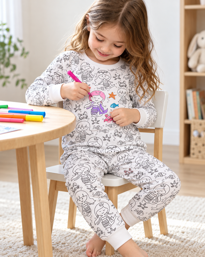 Conjunto de pijama de dos piezas de manga larga de bambú todo colorable