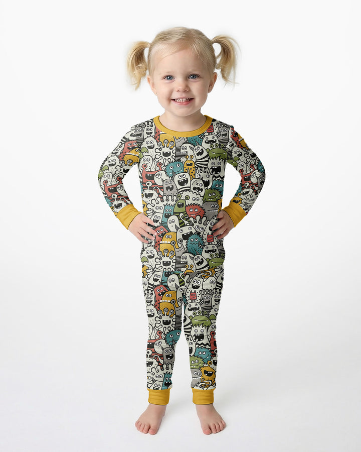 Monsters And Friends Bamboo Two Piece Long Sleeve Pajama Set