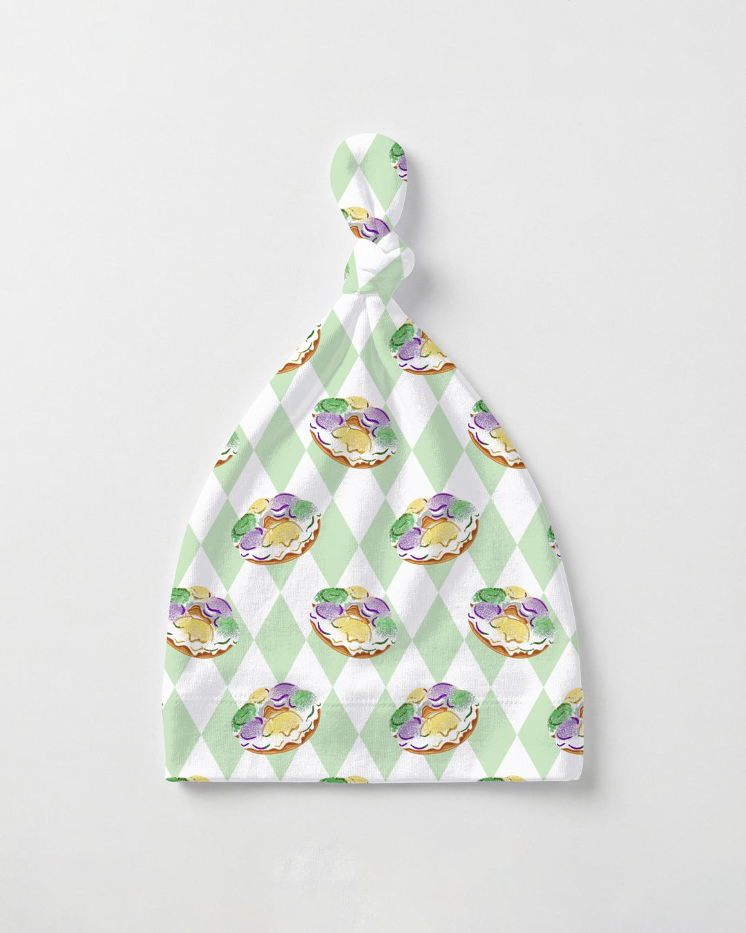 Grüne Knotenmütze mit Bauernhoftieren