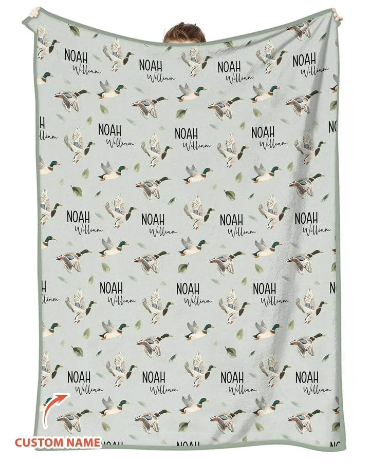 Custom Name Mallard Duck Bamboo Blanket