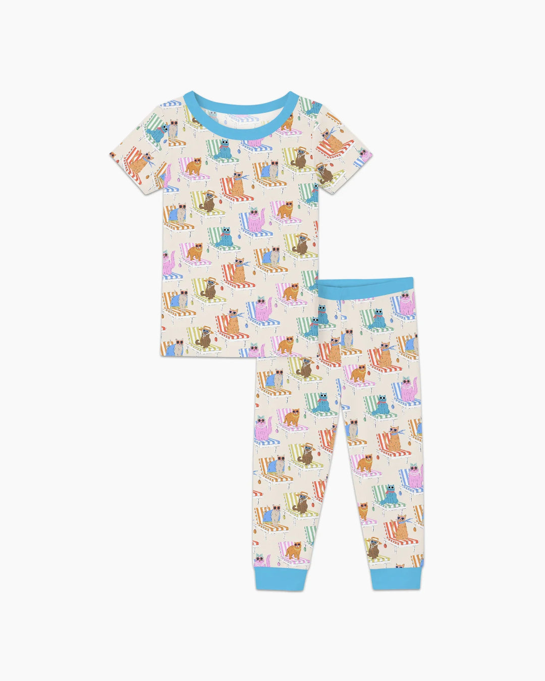 Meow Sunbathing Mommy & Me Matching Bamboo Two Piece Short Sleeve Pajama Set