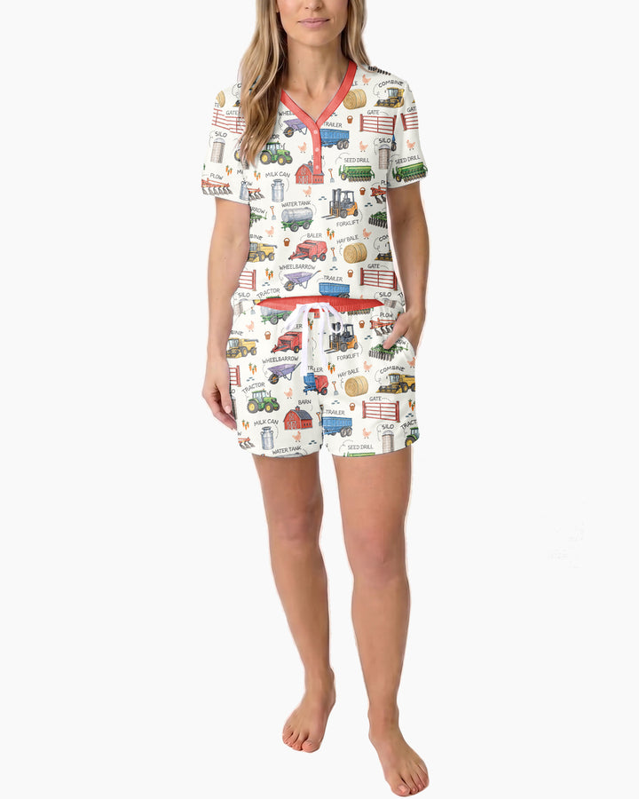 Little Farmer Bamboo Women Short Sleeve Short Pajama Set
