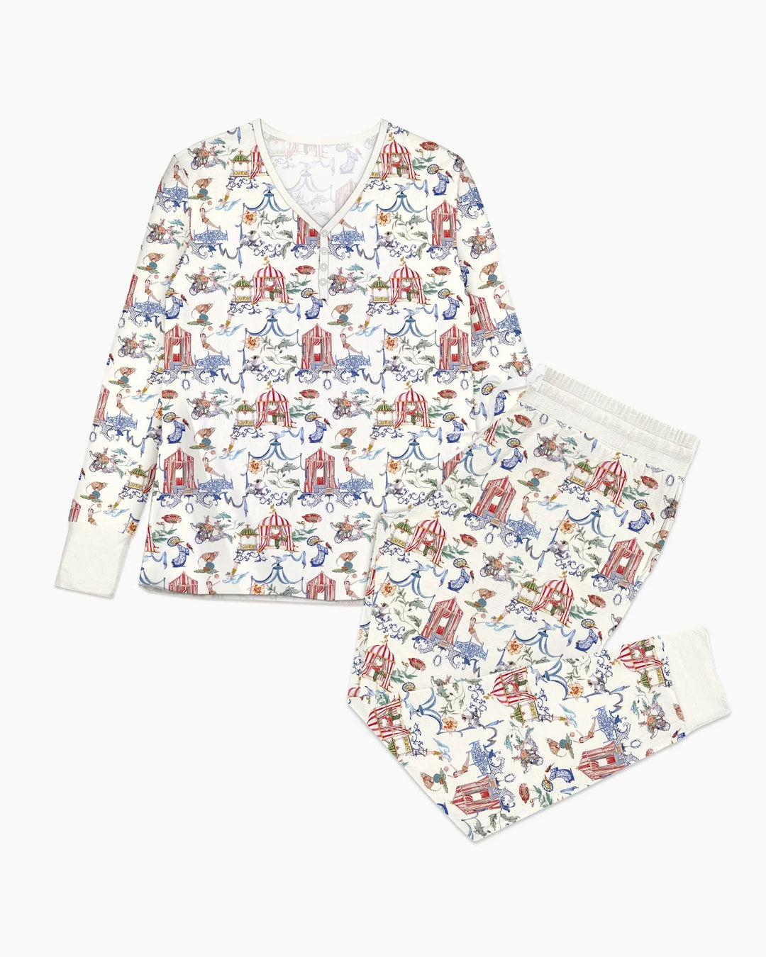 Vintage Lousiana Circus Toile Family Matching Bamboo Women Pajama Set