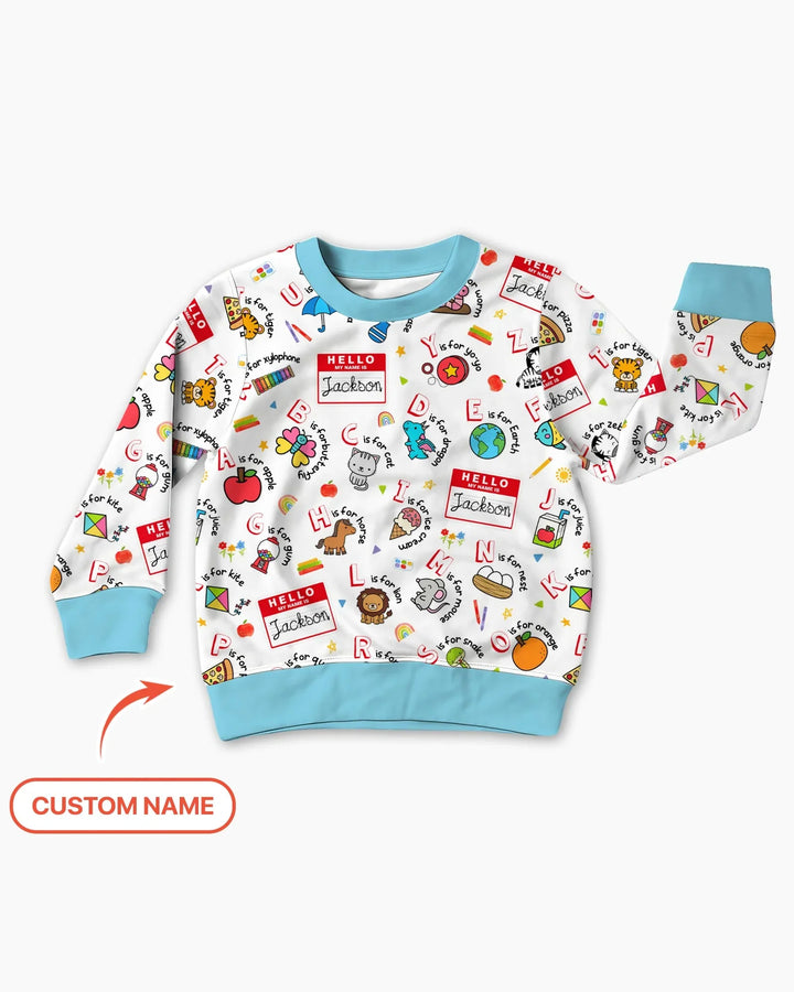 Custom Name Hello School ABCs Bamboo Crewneck Sweatshirt