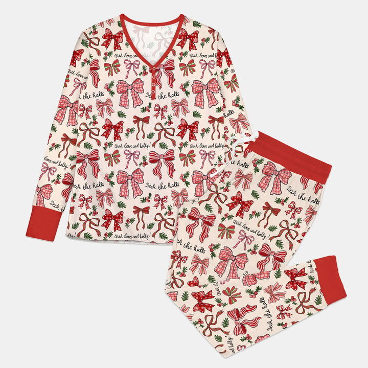 Coquette Christmas Bows Women Pajama Set