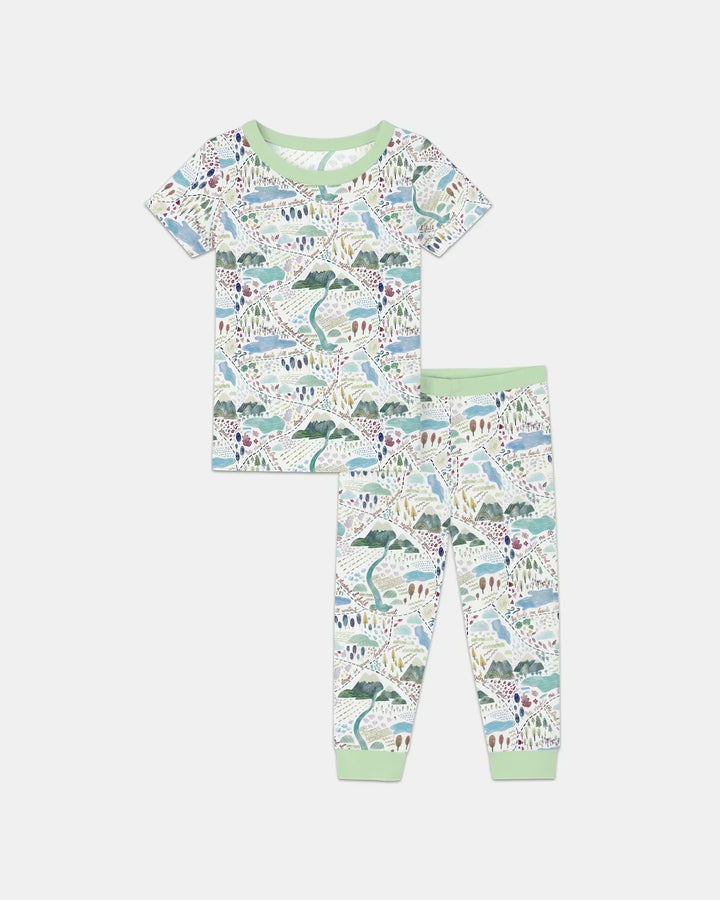 Whimsical Psalms 23 Map Two Piece Short Sleeve Pajama Set