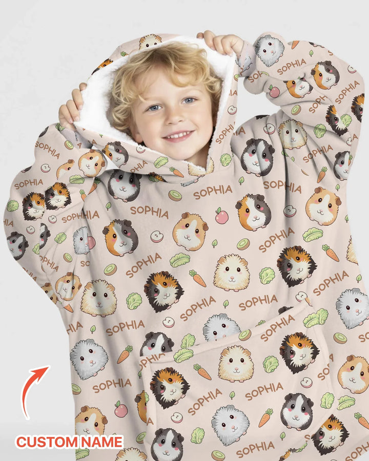 Custom Name Cute Guinea Pigs Blanket Hoodie