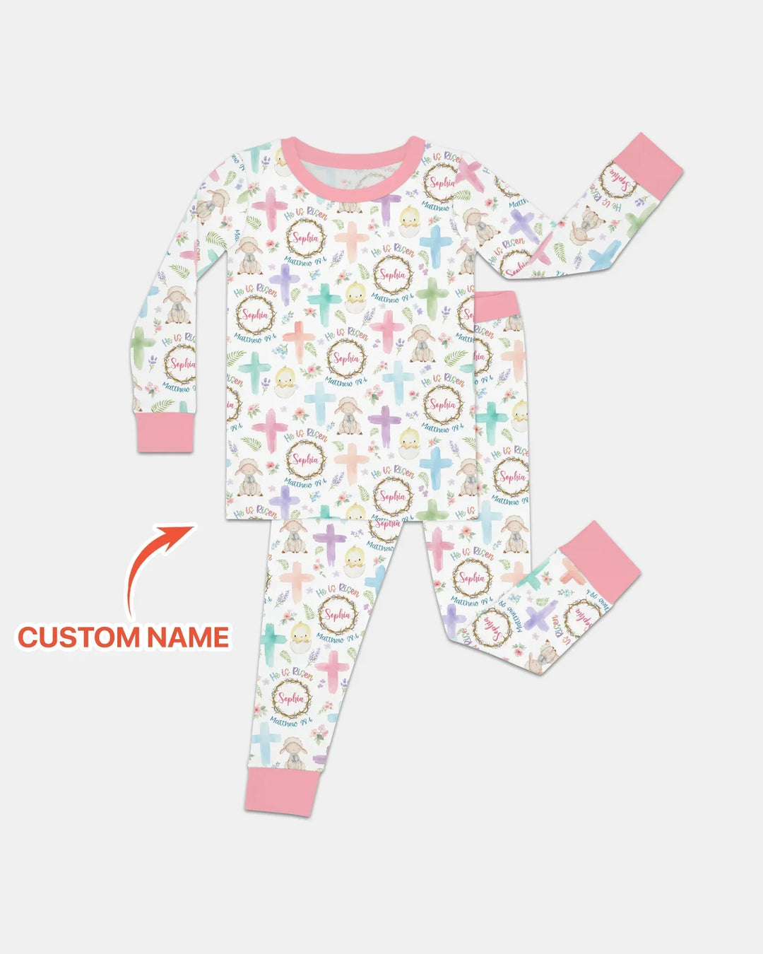 He Is Risen Personalized Template Two Piece Long Sleeve Pajama Set