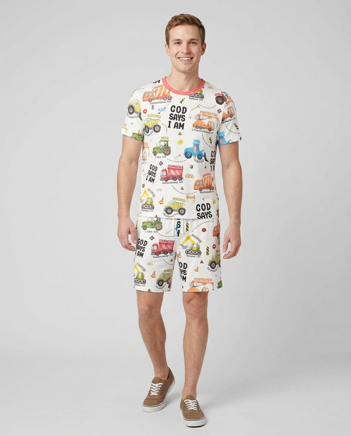 God Says I Am Men Short Sleeve Short Pajama Set
