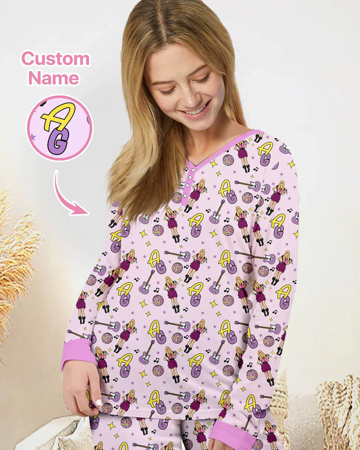 Custom Name Mini Rockstar Women Pajama Set