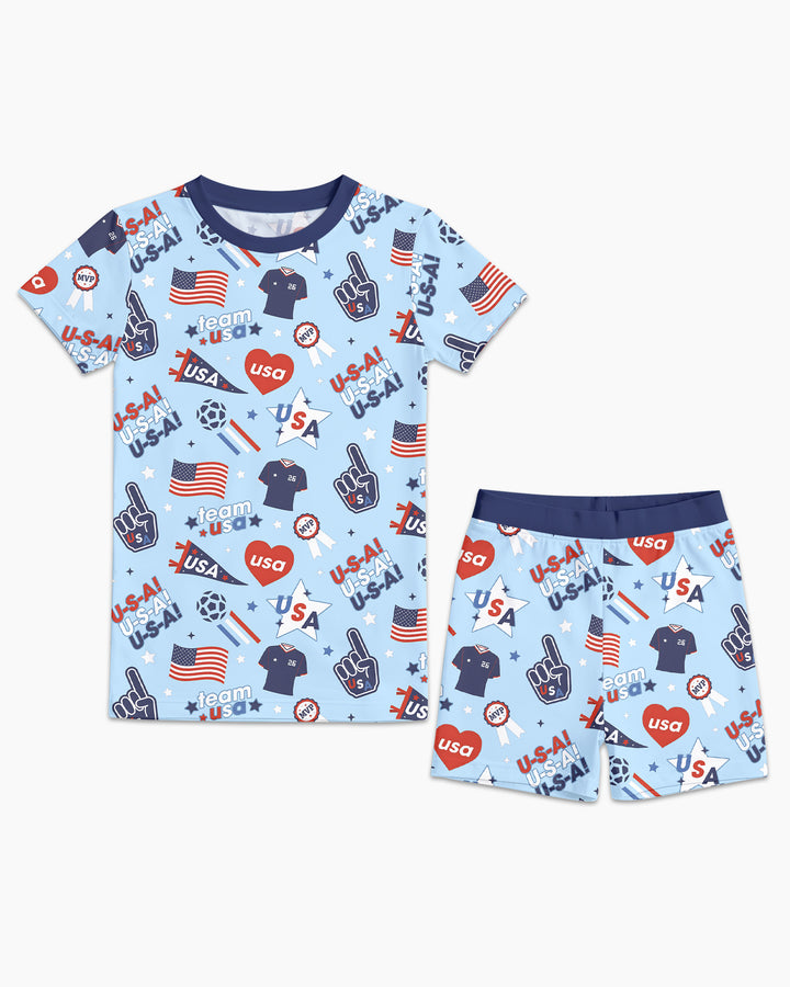 Schlafanzug-Set zweiteilig, kurze Ärmel, kurze Hose, Bambus