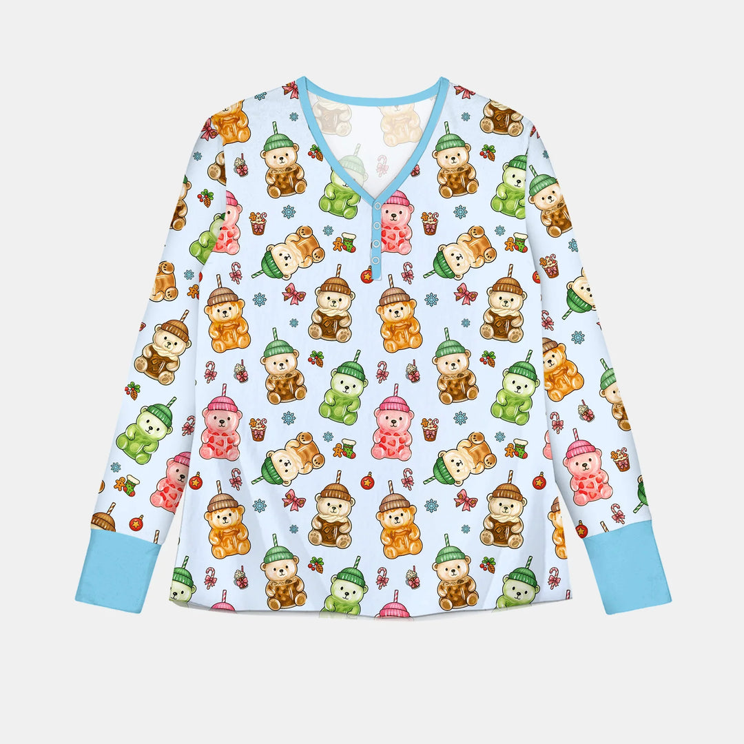 Holiday Bear Cup Custom Women Pajama Set