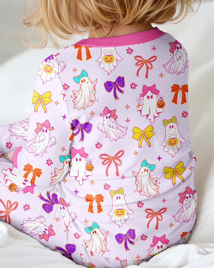 Coquette Ghost & Bow Bamboo Two Piece Long Sleeve Pajama Set