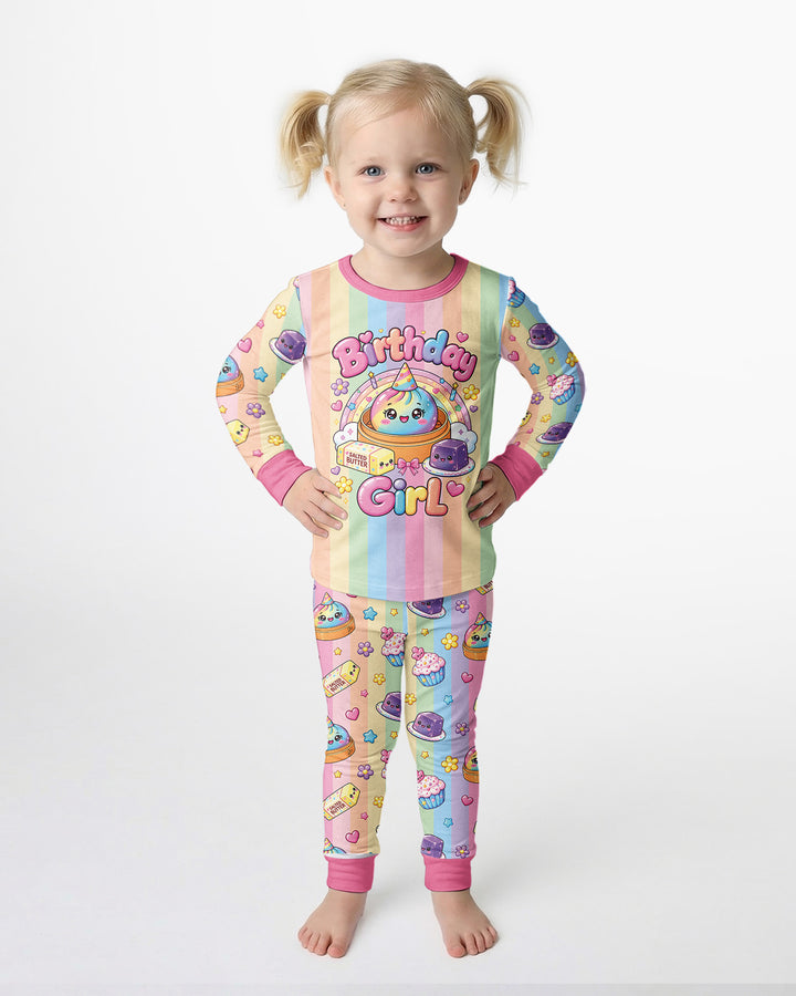 Personalized Squishy Party Birthday Girl Bamboo Two Piece Long Sleeve Pajama Set