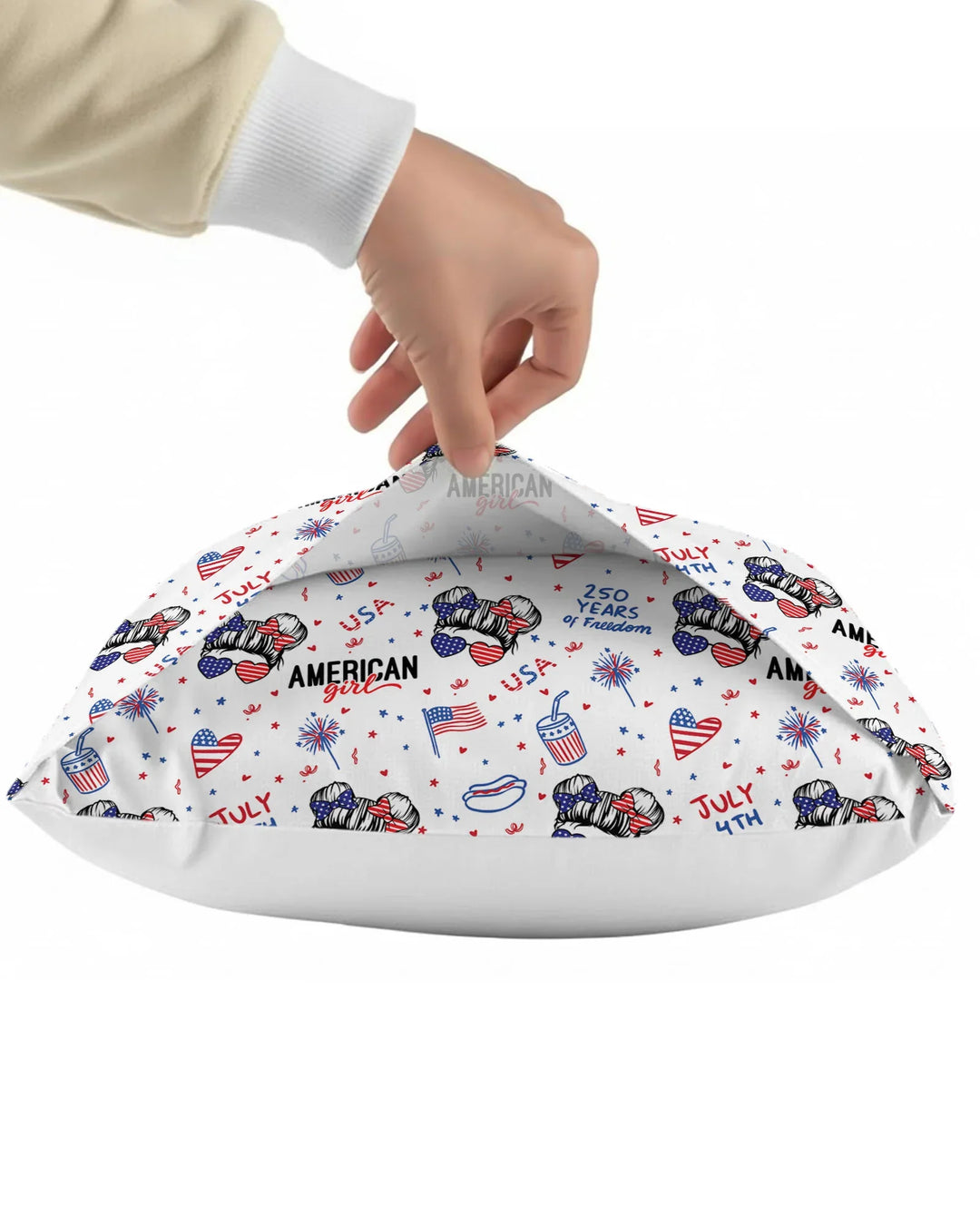 Doodle American Flag Glasses Family Matching Bamboo Pillow Case