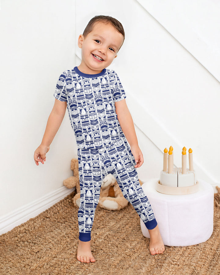 Friendly Totem Pole Figures Bamboo Two Piece Short Sleeve Pajama Set