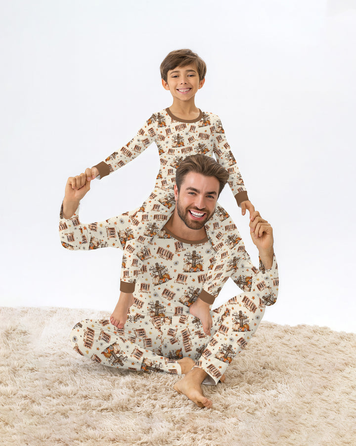 Conjunto de pijama de dos piezas de bambú con mangas largas, plantilla PERSONALIZADA