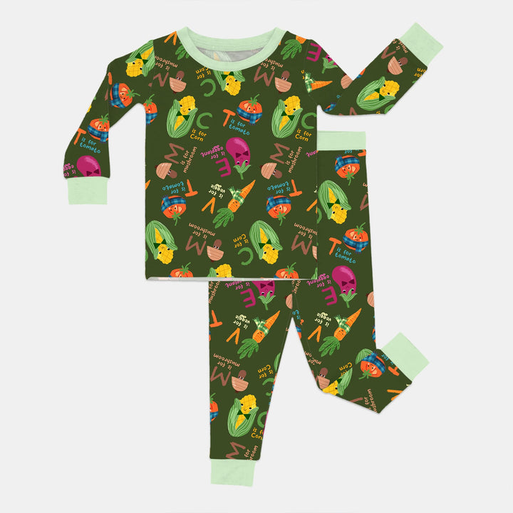 Veggie Letter Two Piece Long Sleeve Pajama Set