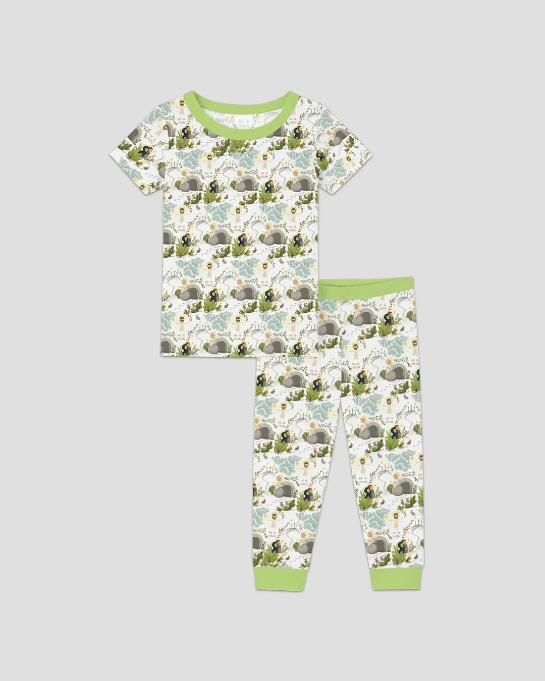 Mateo 28:1–8 Él ha resucitado Conjunto de pijama de dos piezas de bambú de manga corta