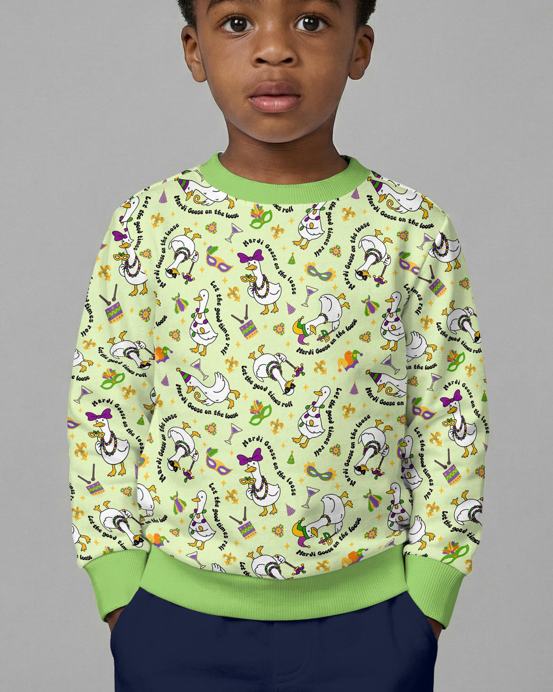 Mardi Gras Silly Goose  Crewneck Sweatshirt