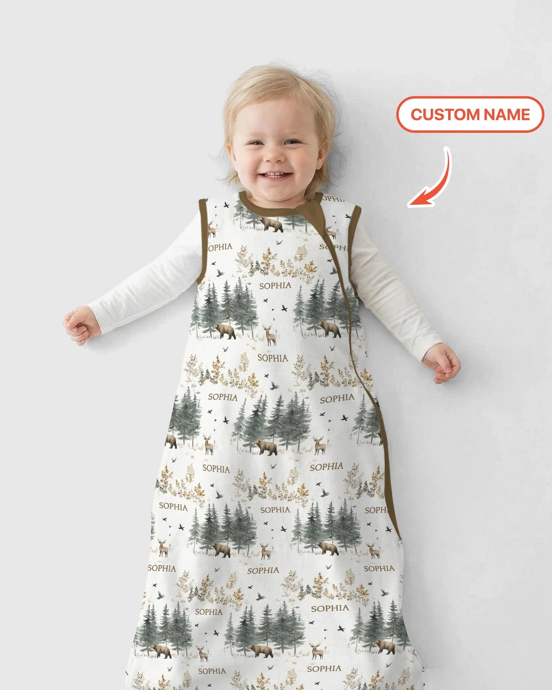 Custom Name Forest Bear Deer Bamboo Sleep Bag