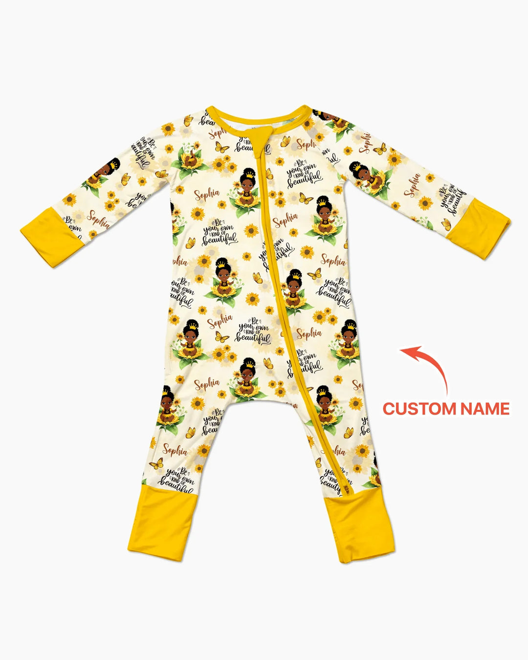 Custom Name Sunflower Queen Bamboo Convertible Zippy