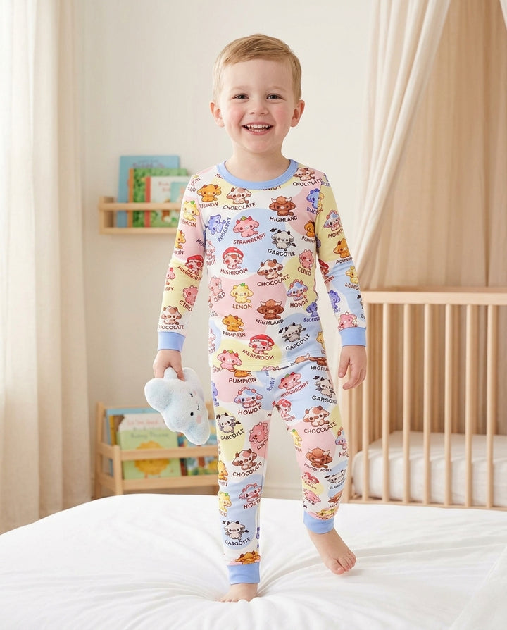 Kawaii Cow Bamboo Two Piece Long Sleeve Pajama Set