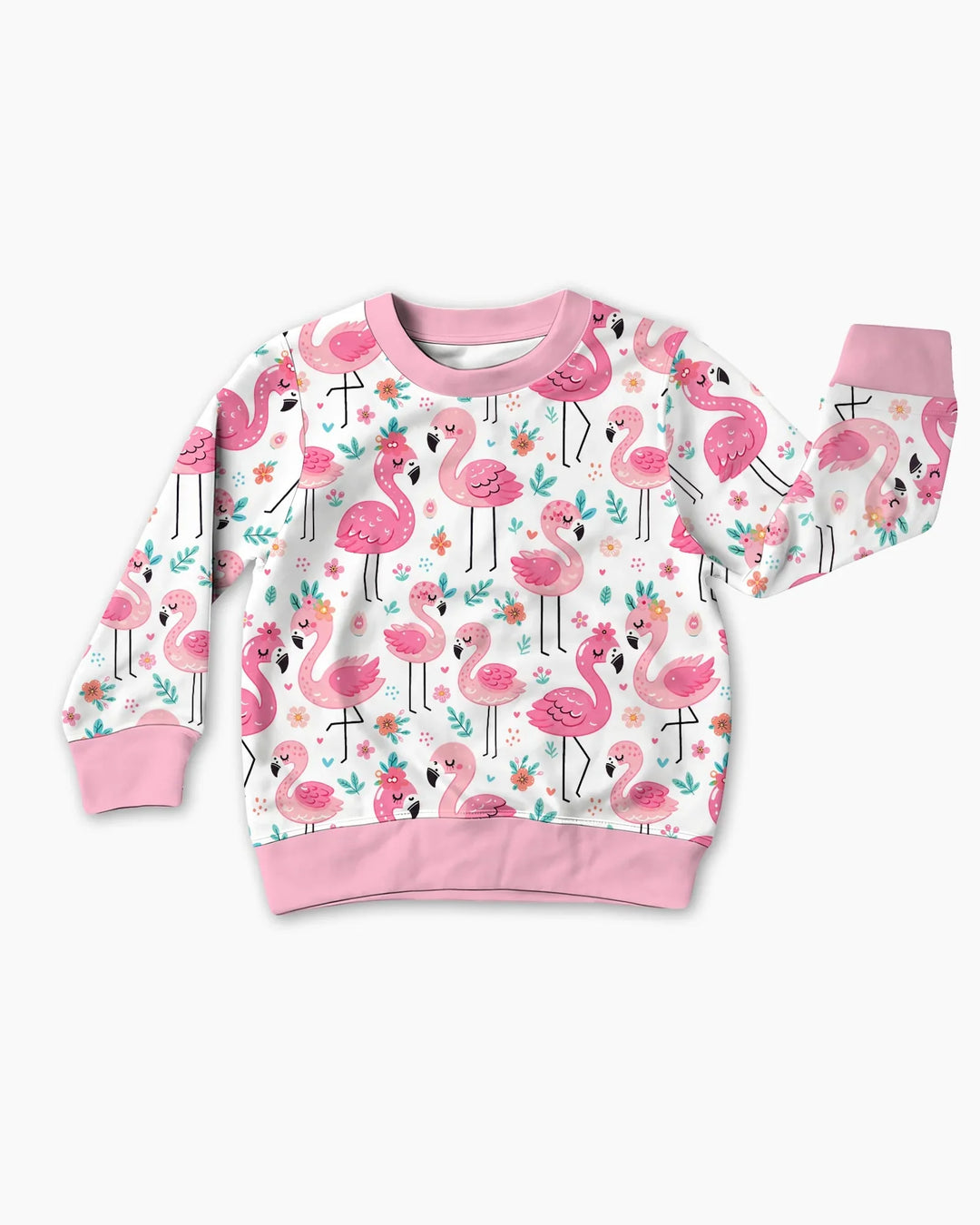 Sudadera Hello Flamingo Bamboo de cuello redondo