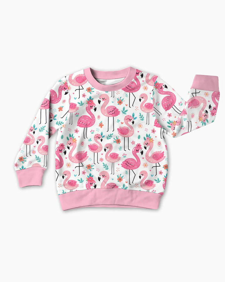 Sudadera Hello Flamingo Bamboo de cuello redondo