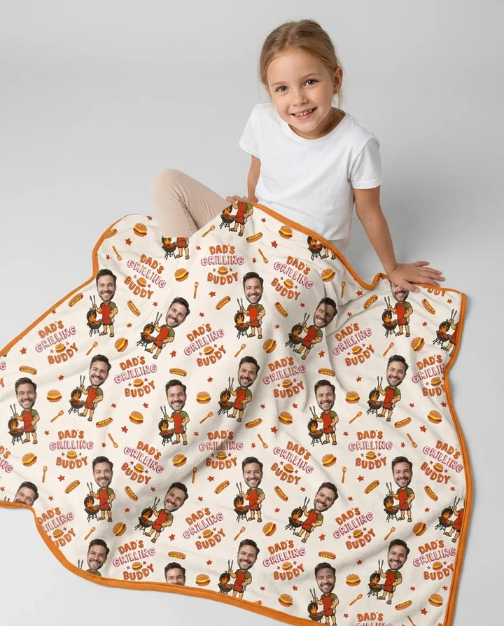 Custom Photo Dad's Grilling Buddy Family Matching Bamboo Blanket