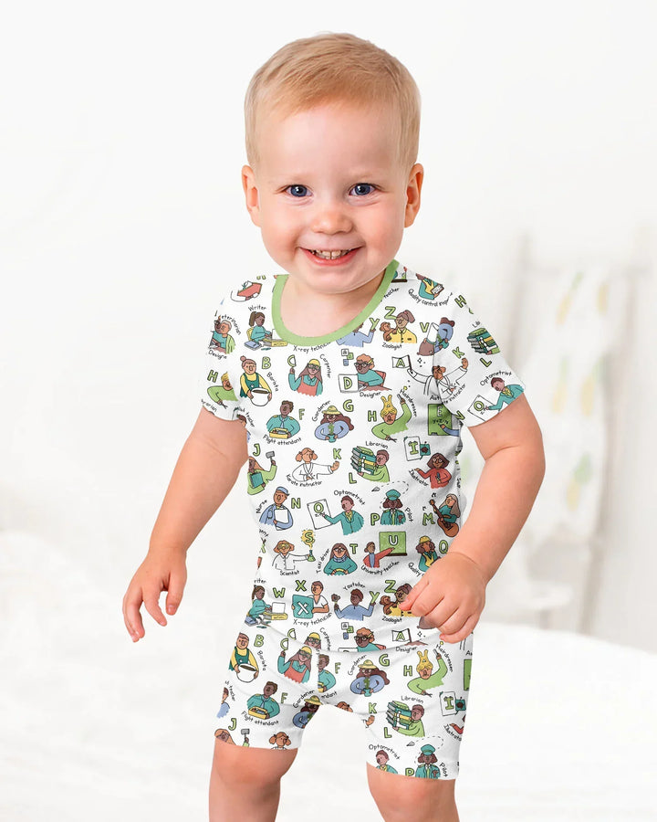 Conjunto de Pijama de Dos Piezas de Bambú con Mangas Cortas y Pantalones Cortos