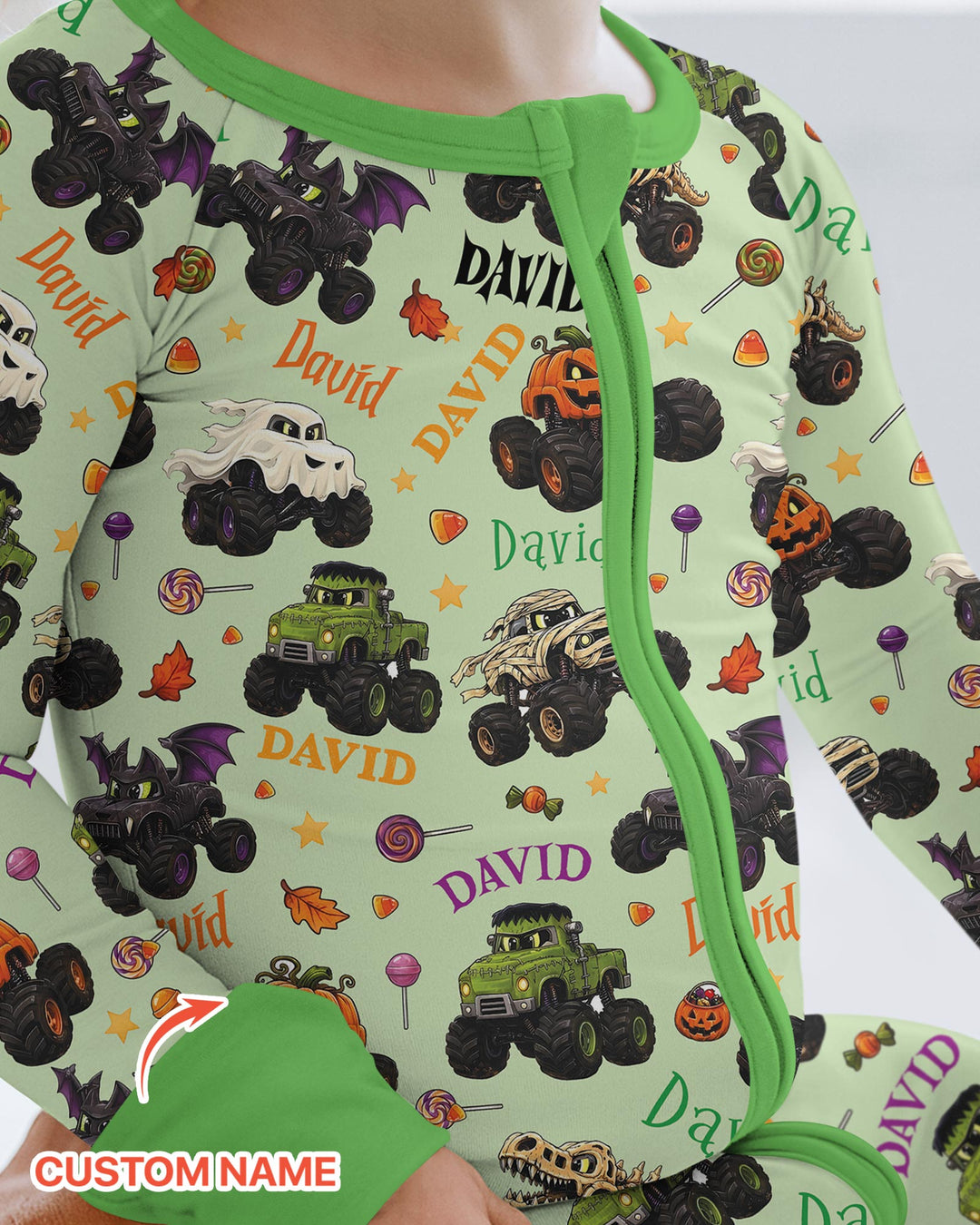 Spooky Monster Truck Custom Name Bamboo Convertible Zippy