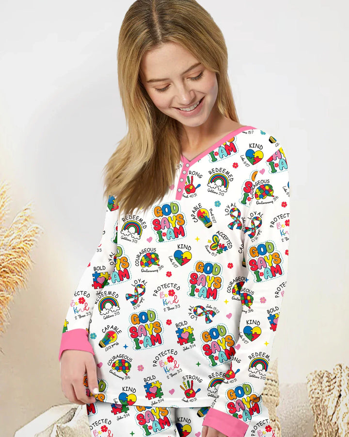 God Says I Am Autism Awareness Bamboo Women Pajama Set