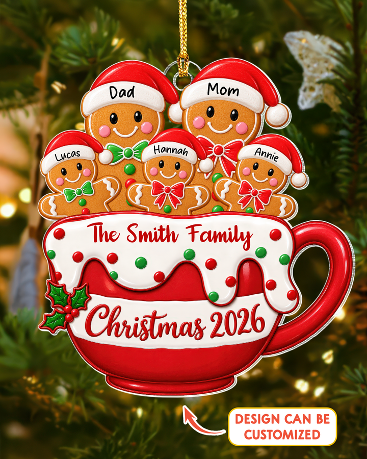 Personalized Christmas Gingerbread Family Acrylic Ornament