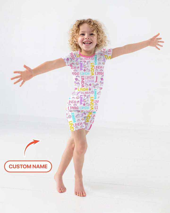 Zweiteiliges Pyjama-Set mit kurzen Ärmeln und Shorts im Sommer-Design