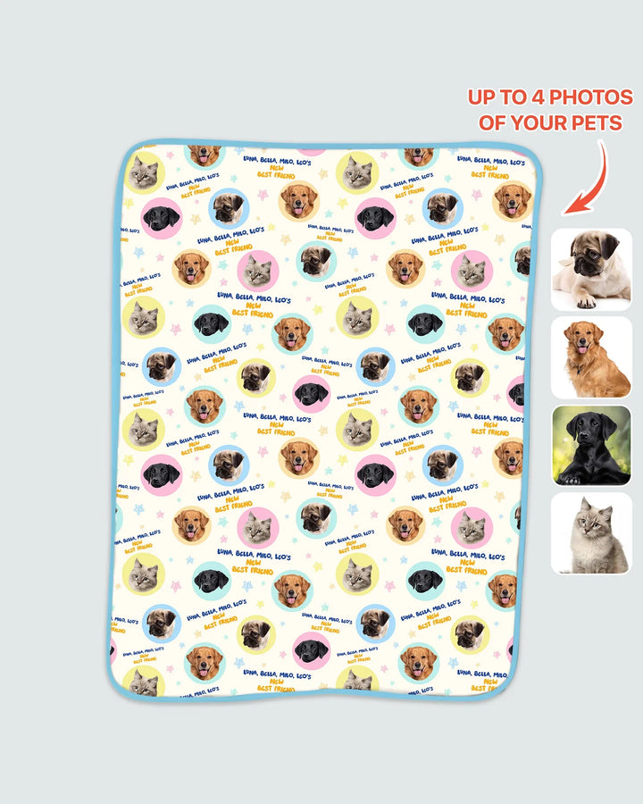 Manta de bambú personalizada con nombre y fotos de mascota para mejor amigo/a