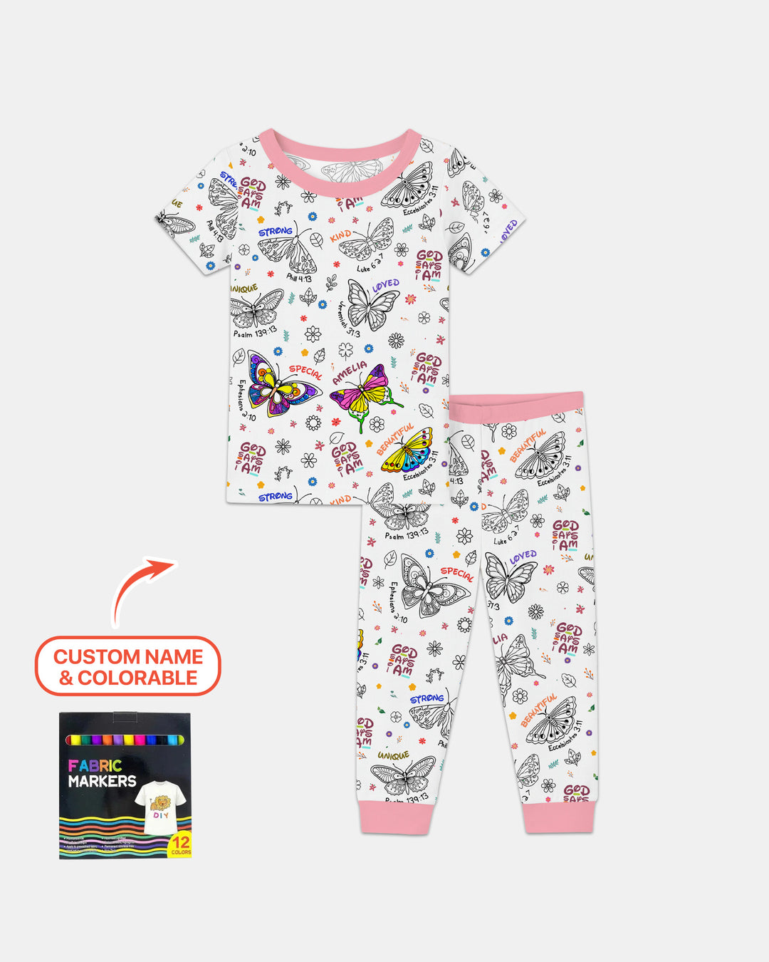 Zweiteiliges, kurzärmliges Pyjama-Set mit Marienkäfern
