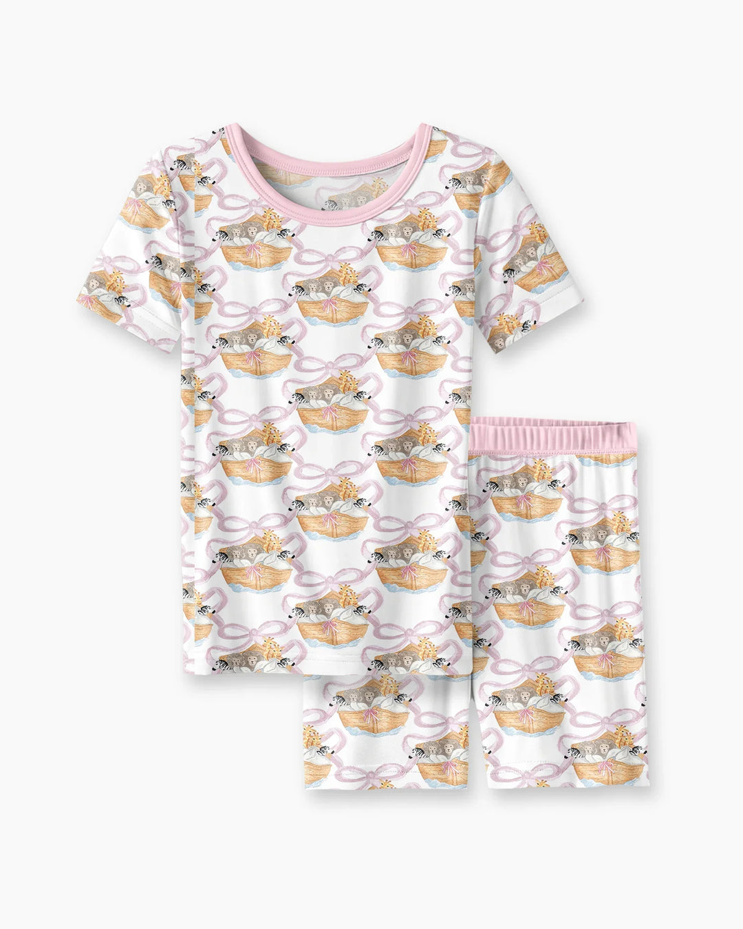 Noah's Ark Bamboo Two Piece Short Sleeve Shorts Pajama Set