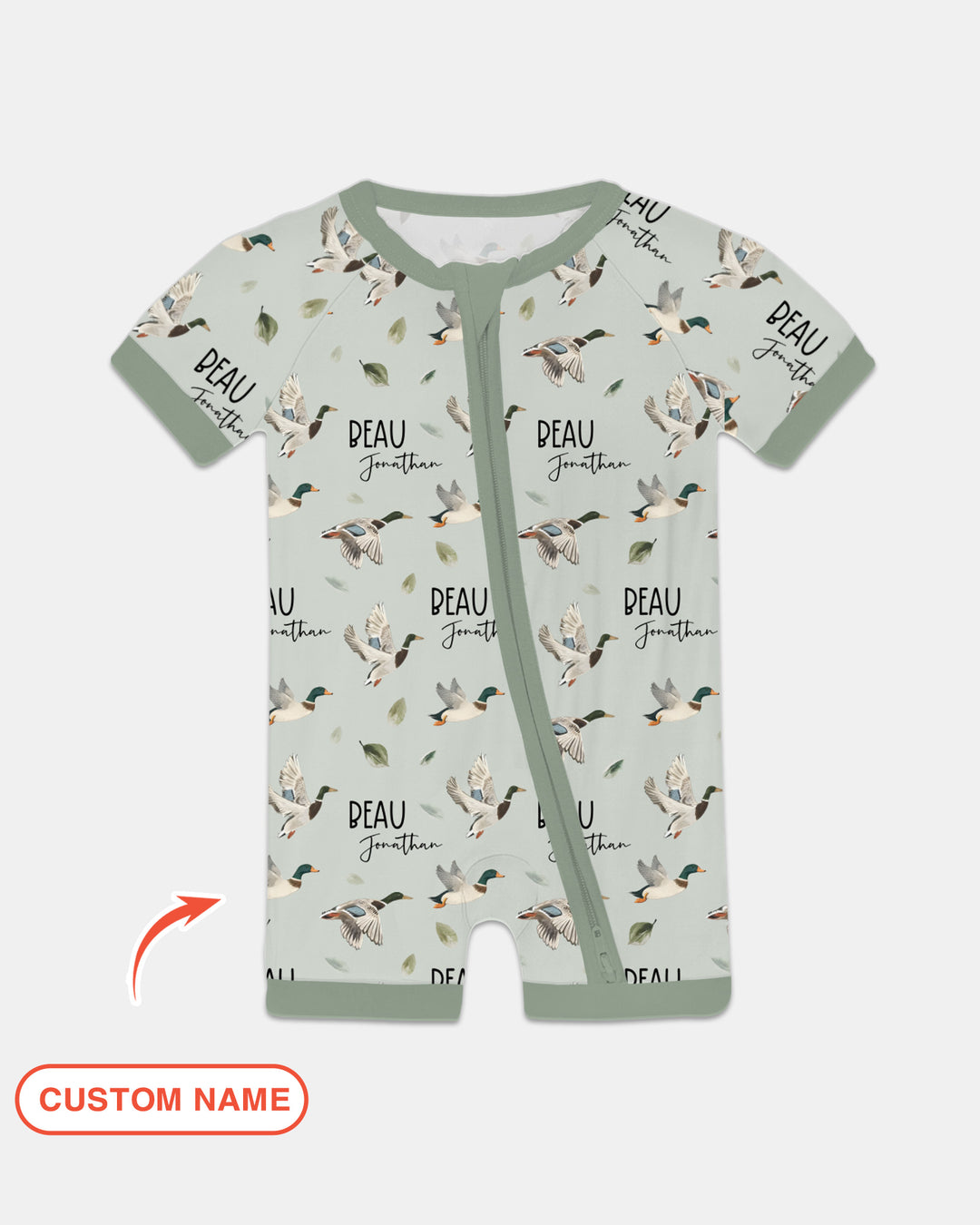 Custom Name Mallard Duck Shorty Zippy