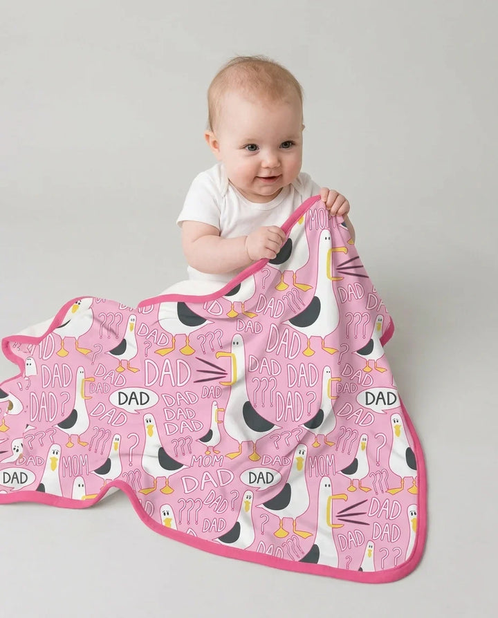Funny Seagull DAD Bamboo Blanket