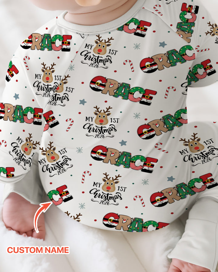 Custom Name My First Christmas 2026 Bamboo Convertible Zippy (G)