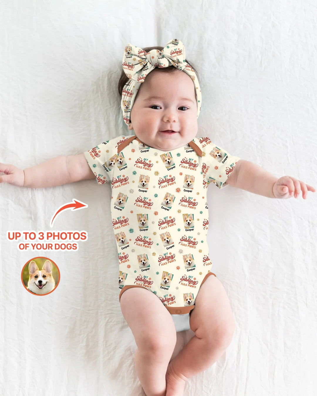 Custom Dog Photos "My Siblings Have Paws" Bamboo Bodysuit