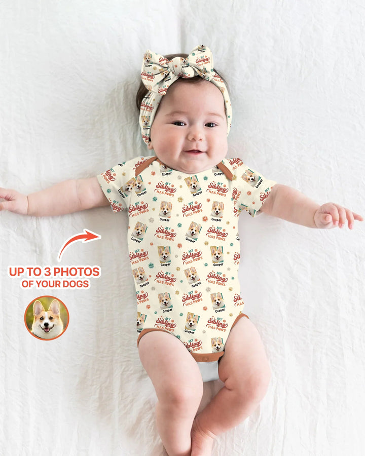 Custom Dog Photos "My Siblings Have Paws" Bamboo Bodysuit