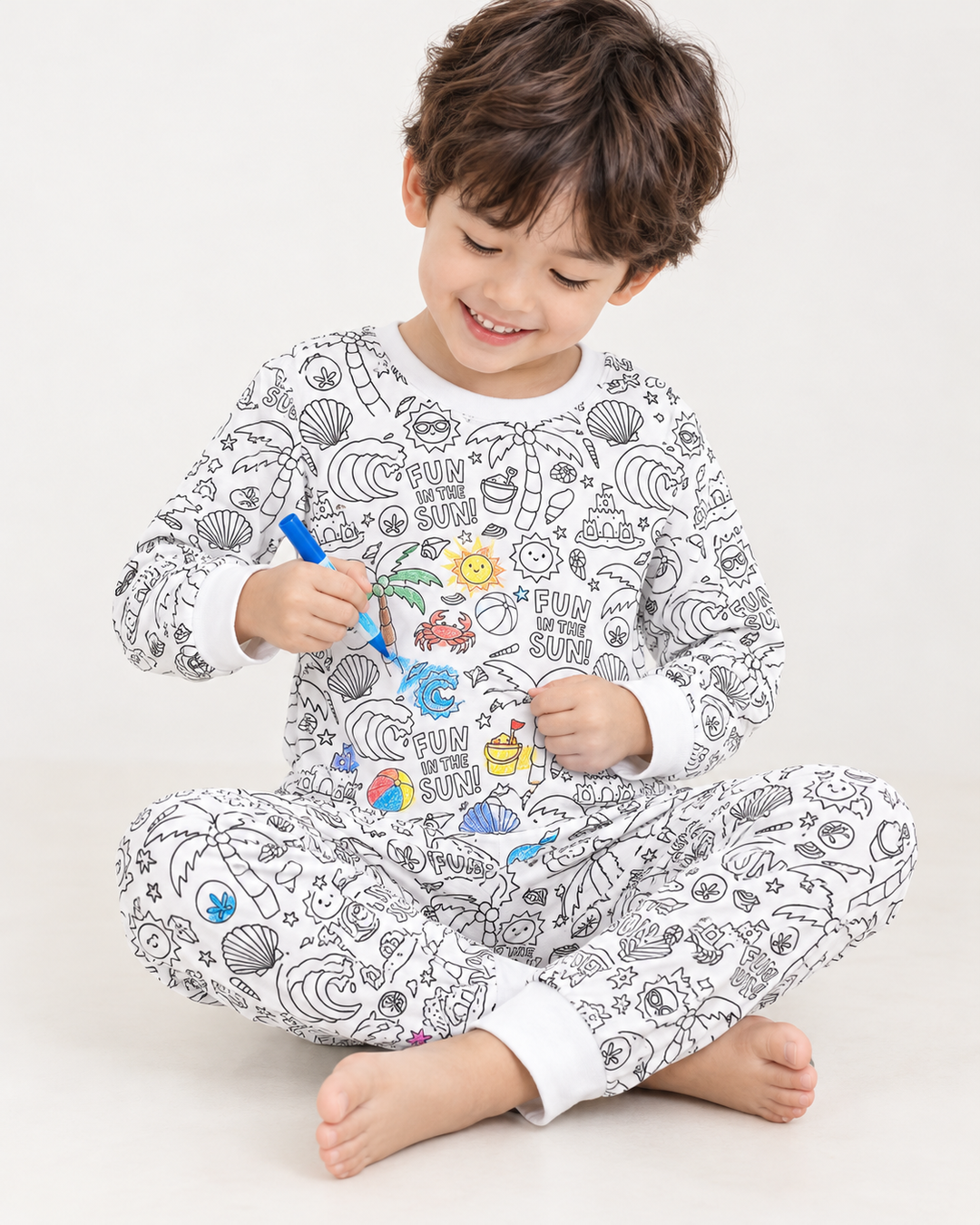 Conjunto de Pijama de Dos Piezas de Bambú Colorable "Beach Bash"