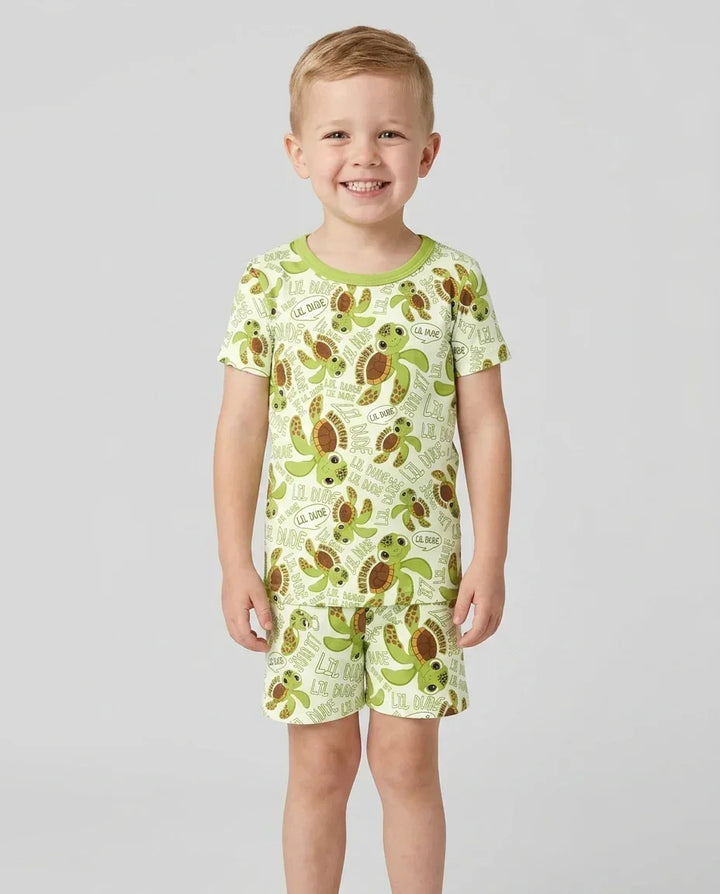 Zweiteiliges Pyjama-Set mit kurzen Ärmeln und Shorts im Sommer-Design